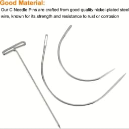 Professional Hair Extension Needle And Thread Set Curved Needle with Black/White Threads for DIY Wig Making