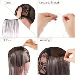 Professional Hair Extension Needle And Thread Set Curved Needle with Black/White Threads for DIY Wig Making