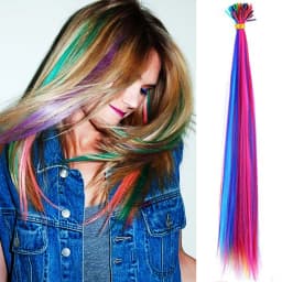 50 Pcs Hair Feathers with Hair Extension Tools,Long Straight Synthetic Hair Feather Extensions Kit with Beads for Women Girls