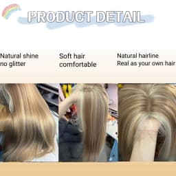 Blonde Wig for Women Long Straight Blonde Brown Wig Asian American Lace Front Synthetic Wig for Daily Use Cosplay Ombre Peluca