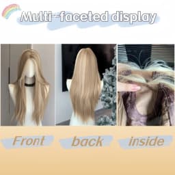 Blonde Wig for Women Long Straight Blonde Brown Wig Asian American Lace Front Synthetic Wig for Daily Use Cosplay Ombre Peluca