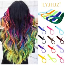 22Inch Synthetic Long Straight Clip In Hair Extensions High Temperature Hairpieces Rainbow Colors Hair Accessories for Women