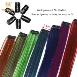 22Inch Synthetic Long Straight Clip In Hair Extensions High Temperature Hairpieces Rainbow Colors Hair Accessories for Women