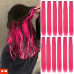 22Inch Synthetic Long Straight Clip In Hair Extensions High Temperature Hairpieces Rainbow Colors Hair Accessories for Women