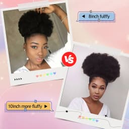 1PC Women's 10-Inch Afro Kinky Curly Synthetic Ponytail Extension with Drawstring Basic Style Afro Puff Hair Bun Wig Daily U