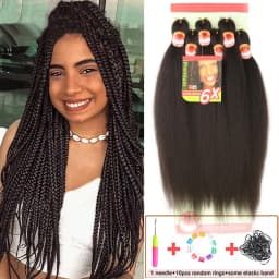 6X Braids 26 Inch Braiding Hair Pre Stretched Blonde Ombre Braiding Hair Synthetic Fake Hair Extensions for Braids Women