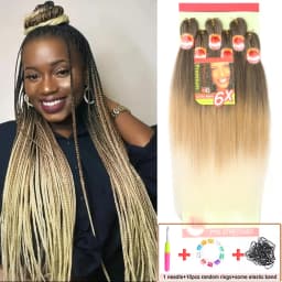 6X Braids 26 Inch Braiding Hair Pre Stretched Blonde Ombre Braiding Hair Synthetic Fake Hair Extensions for Braids Women