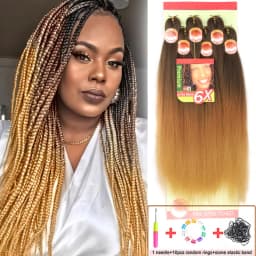 6X Braids 26 Inch Braiding Hair Pre Stretched Blonde Ombre Braiding Hair Synthetic Fake Hair Extensions for Braids Women
