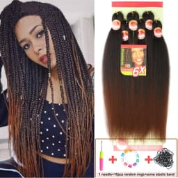 6X Braids 26 Inch Braiding Hair Pre Stretched Blonde Ombre Braiding Hair Synthetic Fake Hair Extensions for Braids Women
