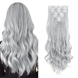 Synthetic 24Inch 16Clips Long Curly Hair Extension Heat Resistant Hair Extension Clips In Ombre Black Brown Blond Women