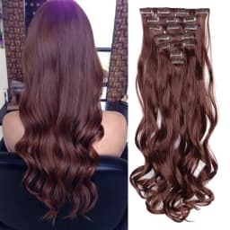 Synthetic 24Inch 16Clips Long Curly Hair Extension Heat Resistant Hair Extension Clips In Ombre Black Brown Blond Women