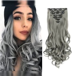 Synthetic 24Inch 16Clips Long Curly Hair Extension Heat Resistant Hair Extension Clips In Ombre Black Brown Blond Women