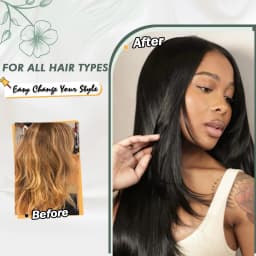 Yaki Straight Layered V Part Wig for Women Glueless Clip-In Half Head Realistic Natural Looking Heat Resistant Synthetic Hair