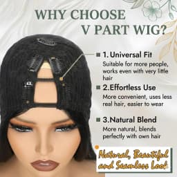 Yaki Straight Layered V Part Wig for Women Glueless Clip-In Half Head Realistic Natural Looking Heat Resistant Synthetic Hair