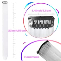 6/12 PCS White Hair Extensions Clip in, Colored Party Highlights Extension Synthetic Hairpiece Straight 22 inch