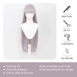 Gold Ship Cosplay Umamusume Pretty Derby Anime Wig ‌Purple-grey‌ Long Straight Half-down Ponytail