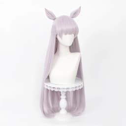 Gold Ship Cosplay Umamusume Pretty Derby Anime Wig ‌Purple-grey‌ Long Straight Half-down Ponytail