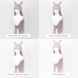 Gold Ship Cosplay Umamusume Pretty Derby Anime Wig ‌Purple-grey‌ Long Straight Half-down Ponytail