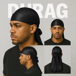 Black Silky Durag with Long Tail Silk Doo Rags for Hip Hop Rapper,360 540 720 Waves Turban Durag Men Black Bandanas