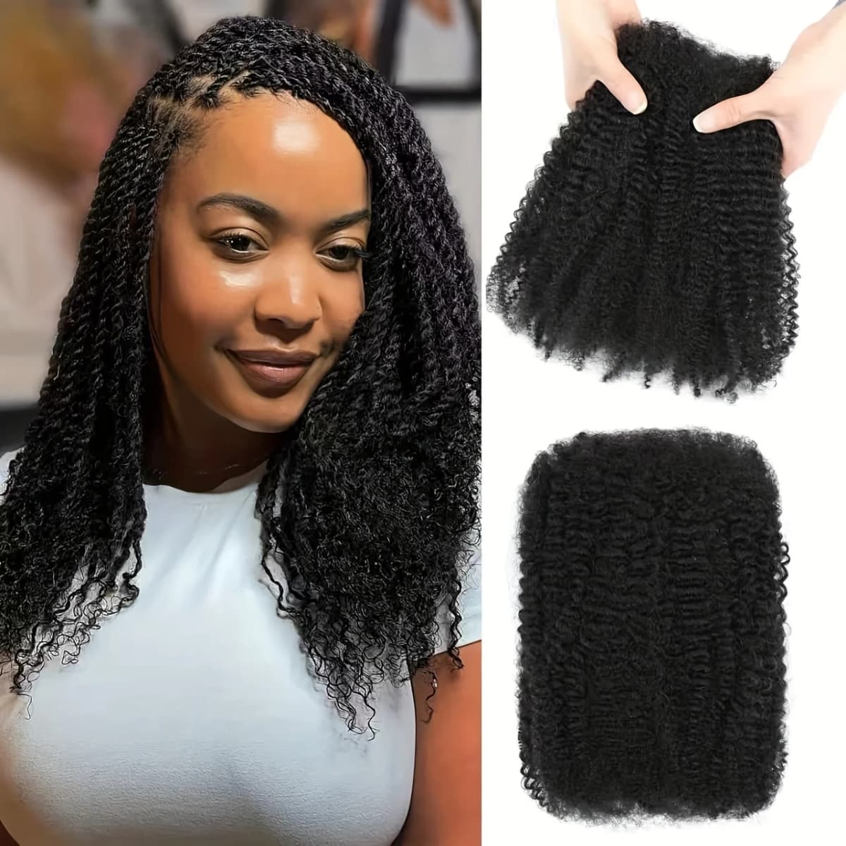Afro Kinkys Bulk Synthetic Hair for Dreadlock Extensions Loc Repair Braiding Twist Tight Afro Kinky Synthetic Hair for Loc