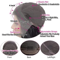 13x4 Straight Human Hair Wigs Burmese Hair High Quality HD Transparent Lace Front Wig for Women 3-Day Delivery in France