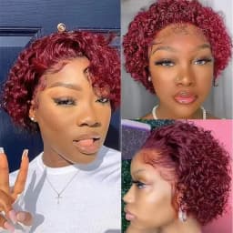 Short Pixie Cut Wig Curly Bob Lace Front Human Hair Wig 200Density 13X1 PrePulcked Lace Wigs For Black Women Cheap Brazilian Wig