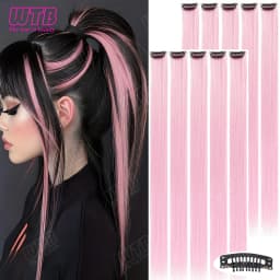 10 PCS Colored Synthetic Hair Extension Wigs for Women BB Clip Style Straight Hair Extension Wigs Suitable for Holiday Events
