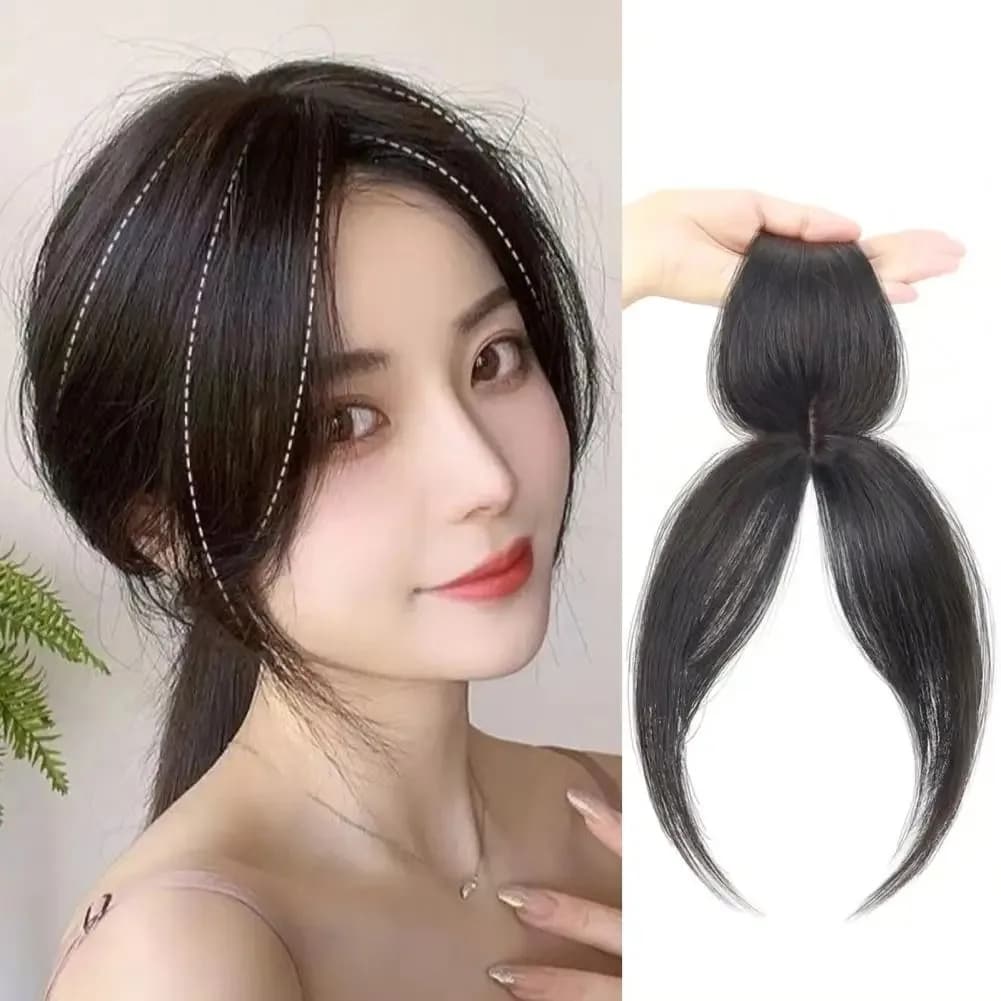 Synthetic Hair Topper for Women Natural Invisible Hairpiece 3D Middle Part Bangs Fluffy Volume Lightweight Hair Extension