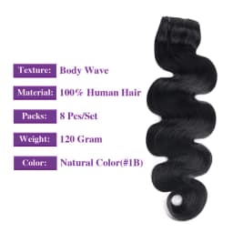 Clip In Hair Extensions Body Wave 8Pcs Clip In Human Hair Extensions Natural Black Remy Skin Weft Hair Extensions For Salon
