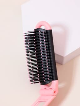 1pc Folding Travel Mirror Hair Brush, Portable Mini Massage Hair Brush, Suitable for Outings, Special for Real Hair Wigs