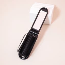 1pc Folding Travel Mirror Hair Brush, Portable Mini Massage Hair Brush, Suitable for Outings, Special for Real Hair Wigs