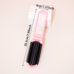 1pc Folding Travel Mirror Hair Brush, Portable Mini Massage Hair Brush, Suitable for Outings, Special for Real Hair Wigs