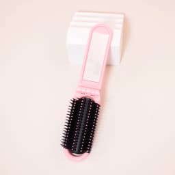 1pc Folding Travel Mirror Hair Brush, Portable Mini Massage Hair Brush, Suitable for Outings, Special for Real Hair Wigs