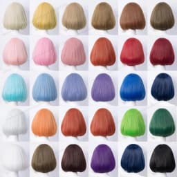 35cm Short Bob Cosplay Wig Golden Yellow Red Purple Black Blue Pink Women Bobo Hair Heat Resistant Hair Universal Anime Wigs