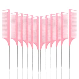 12pcs Pointed Tail Comb Dressing Styling Comb Hair Dye Heat-Resistant Tail Comb Hair Salon Home Tools Special for Real Hair Wigs