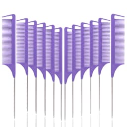 12pcs Pointed Tail Comb Dressing Styling Comb Hair Dye Heat-Resistant Tail Comb Hair Salon Home Tools Special for Real Hair Wigs