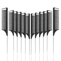 12pcs Pointed Tail Comb Dressing Styling Comb Hair Dye Heat-Resistant Tail Comb Hair Salon Home Tools Special for Real Hair Wigs