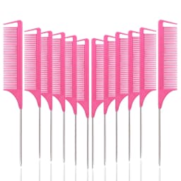 12pcs Pointed Tail Comb Dressing Styling Comb Hair Dye Heat-Resistant Tail Comb Hair Salon Home Tools Special for Real Hair Wigs
