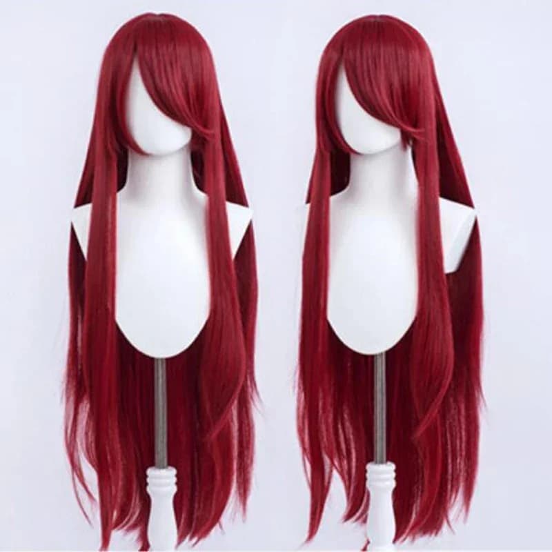 Anime 100cm Long Wine Red Uzumaki Kushina Synthetic Wig Heat Resistant Full Bangs Hair Wig