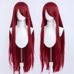 Anime 100cm Long Wine Red Uzumaki Kushina Synthetic Wig Heat Resistant Full Bangs Hair Wig