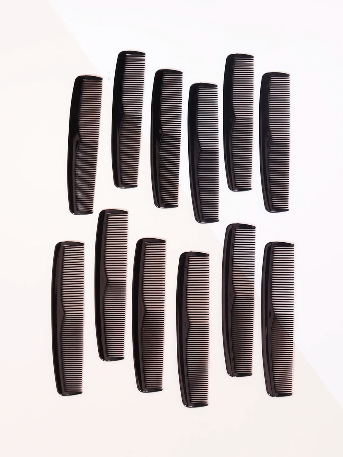 12pcs Portable Plastic Anti-Static Double-Sided Dense Toothed Hair Combs Salon Hair Comb Tools Special for Real Hair Wigs