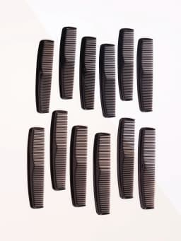 12pcs Portable Plastic Anti-Static Double-Sided Dense Toothed Hair Combs Salon Hair Comb Tools Special for Real Hair Wigs