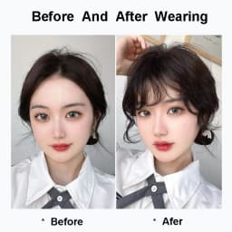 Sunslymei Fake Synthetic Curly Air Bangs Clip-In Hair Extension Fringe False Blunt Hairpiece for Women Clip In Front Hair Bangs