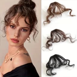 Sunslymei Fake Synthetic Curly Air Bangs Clip-In Hair Extension Fringe False Blunt Hairpiece for Women Clip In Front Hair Bangs