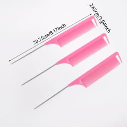 3 Metal Needle Mouse Tail Combs with Scales, Hair Styling Combs for Hair Distribution, Dyeing Combs, Special for Real Hair Wigs