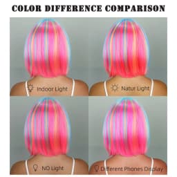 Rainbow Multi-Color Synthetic Wig for Daily Parties, Halloween Cosplay Wig, Bob Hairstyle Wig, Head Cover