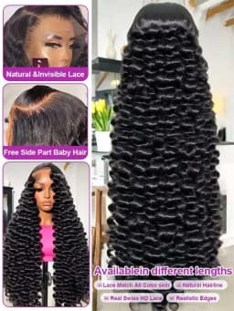 250% Density 40 Inch 5x5 Lace Closure Loose Deep Wave 13x6 Lace Front Wigs Human Hair Pre Plucked With Baby Hair HD Transparent 13x4 Lace Frontal Wigs Human Hair Lace Front Wigs Deep Curly Lace Front Wig