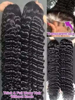 250% Density 40 Inch 5x5 Lace Closure Loose Deep Wave 13x6 Lace Front Wigs Human Hair Pre Plucked With Baby Hair HD Transparent 13x4 Lace Frontal Wigs Human Hair Lace Front Wigs Deep Curly Lace Front Wig