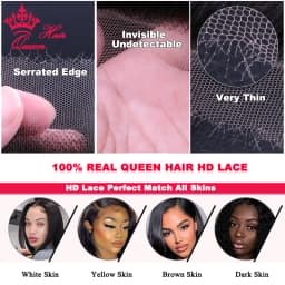Queen Hair Real HD Invisible 13x6 13x4 7x7 6x6 5x5 4x4 2x6 4x6 9x6 7x5 Pre Plucked HD Lace Closure Frontal Virgin Human Raw Hair