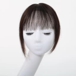 10 Inch Natural Black 100% Human Hair Topper with Bangs Straight Clip in Hairpiece for Women Thinning Hair Toppers